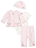 Little Me Baby-Girls Newborn Rose Garland 4 Piece Take Me Home Set Pant Set, Light Pink, 6 Months