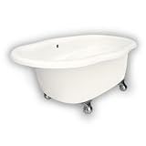 American Bath Factory B4-72-BB-LH-DM3-M2-35-SN Caspian Whirlpool Clawfoot Bathtub in Bisque, Cannonb