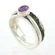 Southwest Amethyst Gemstone and Sterling Silver Spinner Ring by Native American Artist Ronnie Willie, Size 8 , #7770