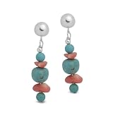 Pink Sea Bamboo and Turquoise Earrings