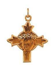 Head Of Jesus With Crown Cross Pendant 14K Gold Yellow R16926