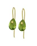 Gold Overlay Sterling Silver 8x5mm Pear-Shaped Briolette Peridot Earrings