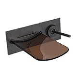 IMAGE OF Single Handle Waterfall Wall Mount Glass Bathtub Faucet, Oil Rubbed Bronze