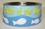 503152A Cat Dish Removeable Stainless Steel Dish with Catch of the Day in Blue saying Small 6.5 in x 2.5 in