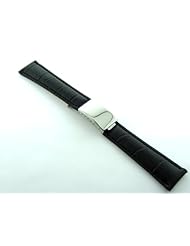 20mm Leather Strap for Rolex Daytona Regular Clasp Black #2