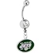 NFL Logo Single Gem Belly Ring - New York Jets