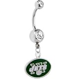 NFL Logo Single Gem Belly Ring - New York Jets