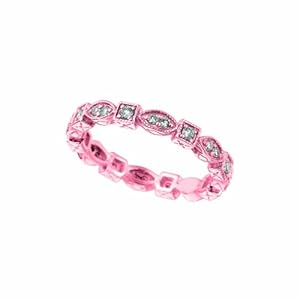 14 Karat Pink Gold Stackable Stack Motif Ring Enhanced With Briliant Near Colorless Diamonds. (GH-Color SI-Clarity 0.38-Carat)