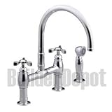 Parq Deck-Mount Kitchen Faucet With Spray, Polished Chrome