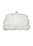David's Bridal Ribbon Rose Silver Trim Clutch Style BOUQUET