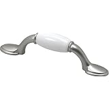 Hickory Hardware P744-SNW 3 inch Tranquility Pull, Satin Nickel With White