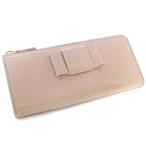 <strong>ミュウミュウ</strong>財布/miumiu◆エナメルリボン牛革 L字ラウンド長財布 シプリアベージュ◆5M1183【並行輸入】