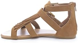 Bamboo Double Buckle Fringe Flat Sandal All Sizes CHESNUT 9