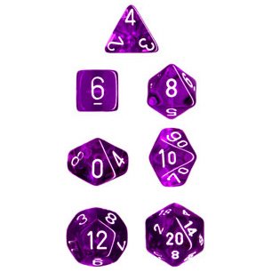 Purple Translucent 7-piece Dice Set