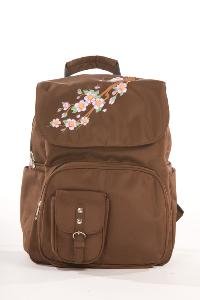 Blase's Brown Backpack Diaper Bag with Cherry Blossom Embroidery Posh Look for The New MOM!