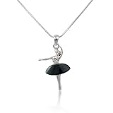 Ballerina with Black Tutu Pendant Necklace Fashion Jewelry