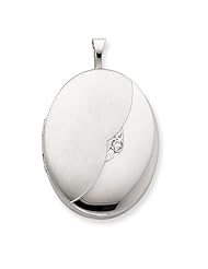 Genuine .925 Sterling Silver & Diamond 20mm Polished & Satin D/C Oval Locket. 100% Satisfaction Guaranteed.