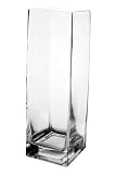 Square Vase, Clear Glass. H-14