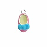 Sterling Silver Enamel Pink and Light Blue Bow Girl Baby Shoes