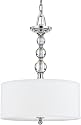 Quoizel DW2817C Downtown 24-Inch Pendant With 3 Uplights with White Linen Shade, Polished Chrome Finish
