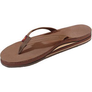 Womens Rainbow Sandals Premier Leather Double Stack Narrow Strap