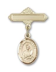 14K Gold Baby Badge with St. Lawrence Charm and Polished Badge Pin