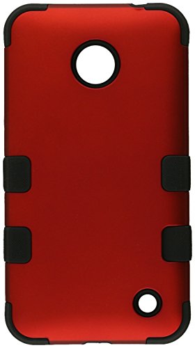 MyBat Titanium TUFF Hybrid Phone Protector Cover for Nokia Lumia 630 - Retail Packaging - Red/Black