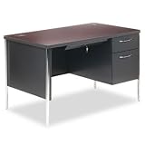 HON 88251RNS - Mentor Series Single Pedestal Desk, 48w x 30d x 29-1/2h, Mahogany/Charcoal