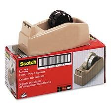 3Mcommercl Two-Roll Desktop Tape Dispenser, 3 Core, High-Impact Plastic, Beige