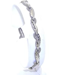 10K White Gold 7" Leaf Link Bracelet