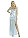 Baby Blue Metallic Beaded Applique Gown - LARGE