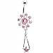 Star Burst - Passion Pink Gem Dangle Belly Button Ring