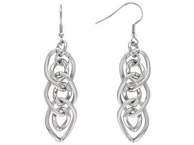 STAINLESS STEEL POLISHED AND TEXTURED DANGLE EARRINGS