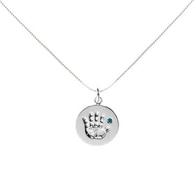 Sterling Silver December Birthstone Handprint Pendant, 18 by Amazon.com Collection