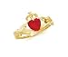 14k Heart Ruby-Red Birthstone Claddagh Ring - Size 7.0