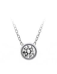 1/4 Ct Solid 14K White Gold Round White Diamond Pendant With 18 Inch Gold Chain