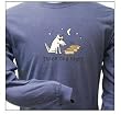 Designer Cotton Long Sleeved T-Shirt - Garment Dyed "Three Dog Night" Long Sleeved T-Shirt for Adults - Navy - Medium