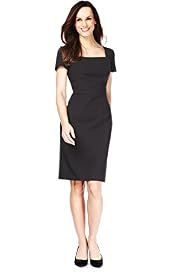 Square Neck Banded Waist Shift Dress