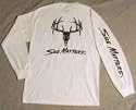 Size Matters Whitetail Buck-Adult &Youth Sizes Long Sleeved Shirts-White