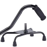 Bariatric - Quad Cane Black Large Base. Offset handle for greater stability. This quad cane has 500 pounds capacity. Push button height adjustmen in 1 increments.