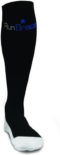 RunBreeze Men's 1 Pair Anti-bacterial Compression Socks With Cushioning 5.5-7 Black