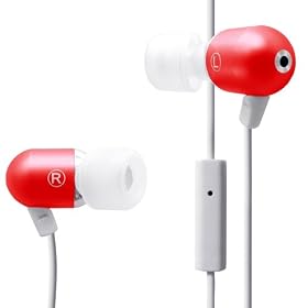 Radius RK-CA511R Atomic Bass Aluminum Earphones with In-Line Microphone for iPhone (Red)