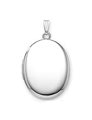 Sterling Silver XXL Plain Oval Locket 1 1/4 Inch x 2 Inches in Sterling Silver
