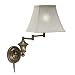 Wall sconce lamp swing arm antique brass finish linen shade beige