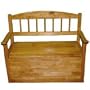 Gift Mark Natural Deacon Style Toy Box with Spindle Back and Arm Rests, Natural