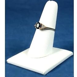 White Leather Square Base Ring Finger Jewelry Holder Showcase Display Stand