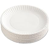 AJM Packaging PP9GRAWH 9" White Paper Plates Green Label (12 Packs of 100)