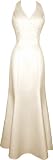 Bridal Satin Beaded Halter Gown Holiday Wedding Dress, XS, Ivory