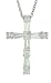 Platinum Overlay Sterling Silver Cubic Zirconia Prong-Set Emerald and Round Cross Pendant
