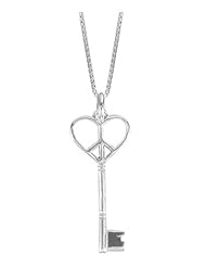 Boma Sterling Silver Peace Heart Key Necklace, 20 inches